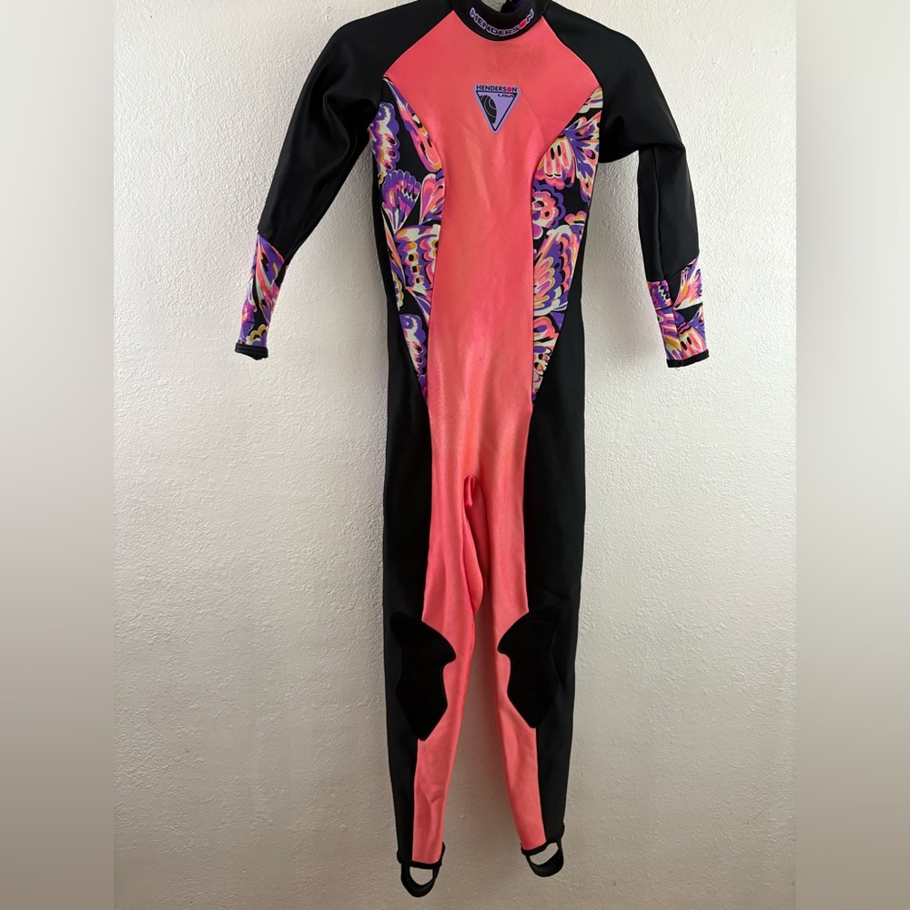 Henderson women's size 6 black and neon tropical fish print wetsuit surf scuba